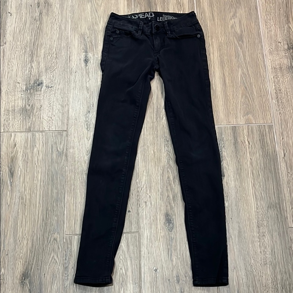 Vintage BullHead Jeans Black Gray Low Rise Crescent Legging Pacsun Slim Skinny - Picture 13 of 14